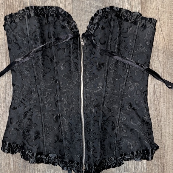 Sexy Large Black Corset front zipper, long - Picture 2 of 9